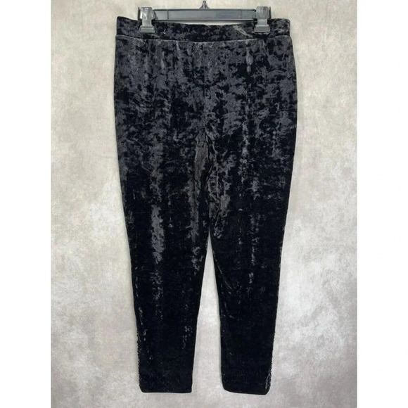 Chico’s Pants Womens 0.5 (S/6) Black Sequin Velvet Tapered Ankle Pull-On Hi Rise - Picture 4 of 11